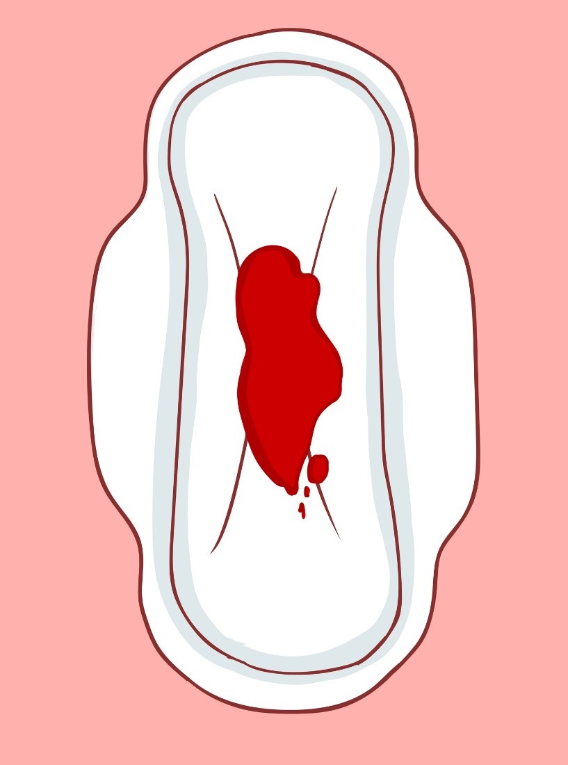 desenho de um absorvente externo com um sangue na parte central