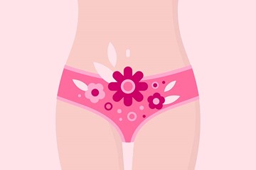 desenho da cintura de uma menina com uma calcinha de flores 