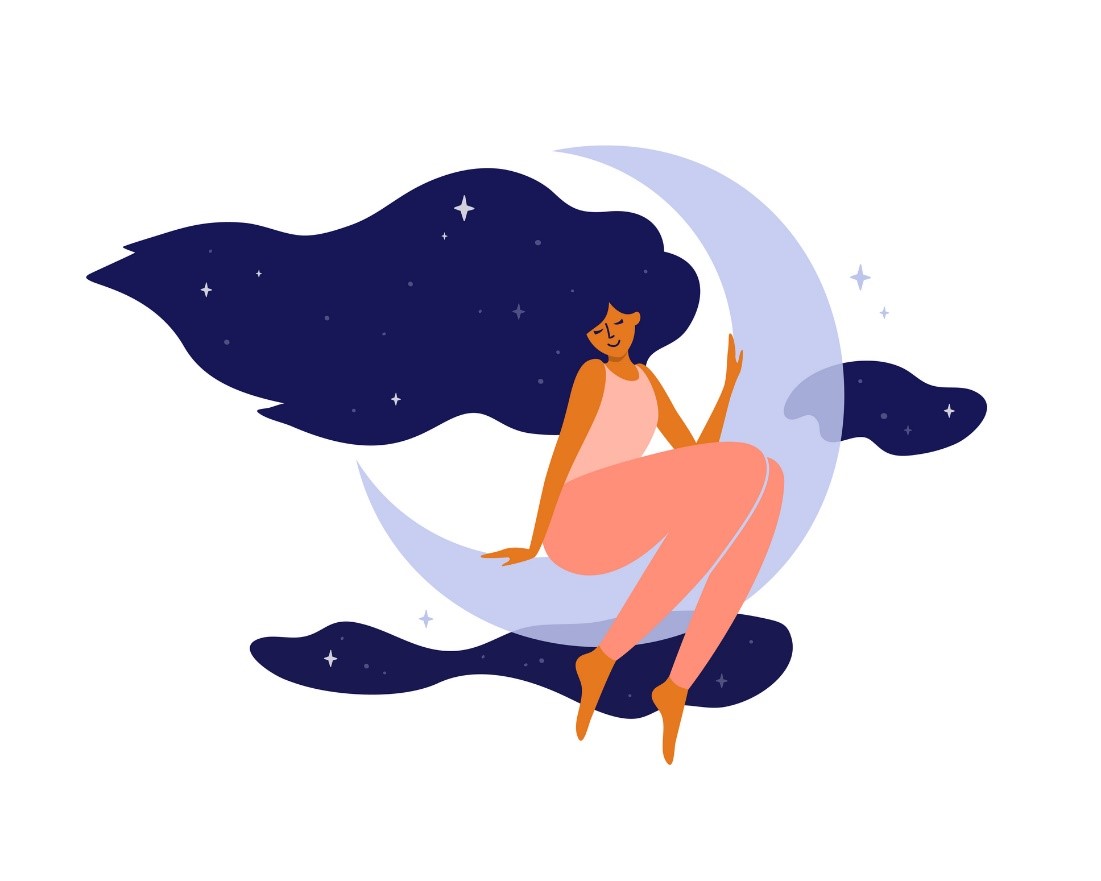 desenho de uma menina sentada na lua