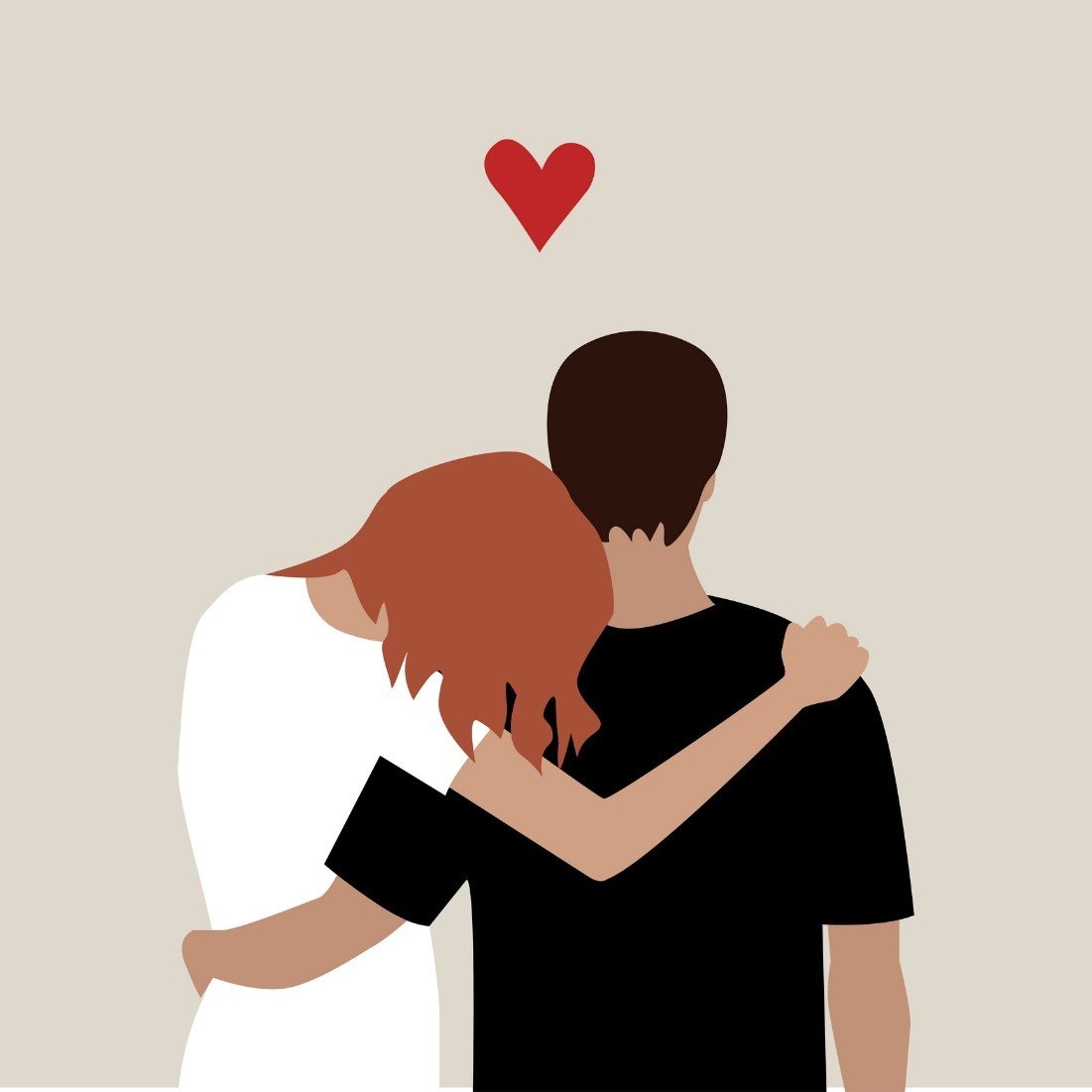 desenho de um casal heterosexual se abraçando
