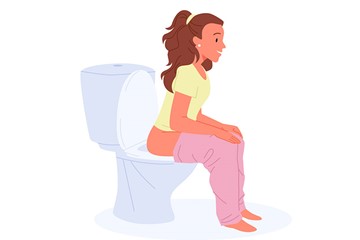 desenho de uma menina sentada no vaso sanitário