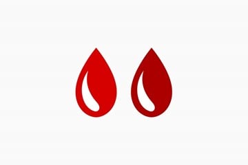 desenho de duas gotas de sangue, uma vermelha e uma vinho