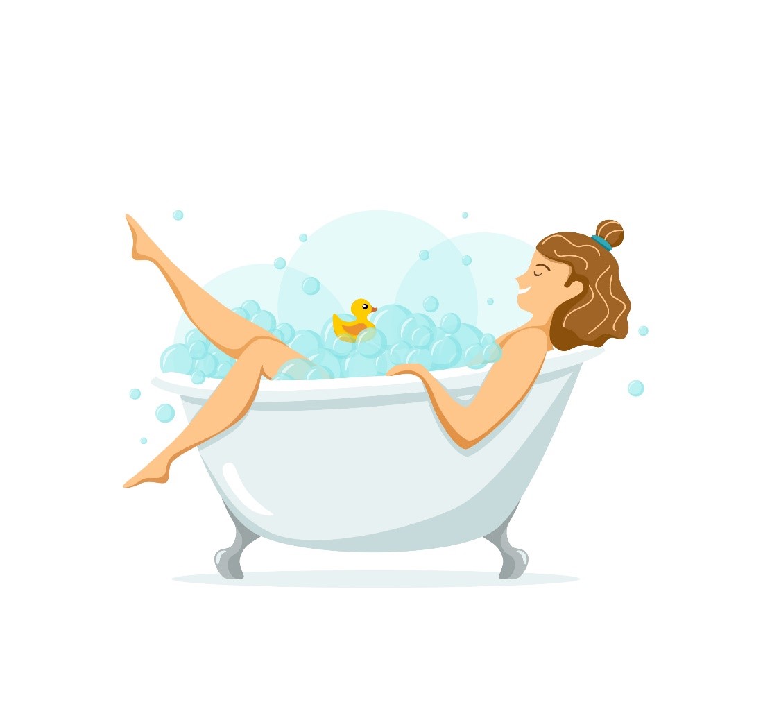 desenho de uma menina tomando banho na banheira