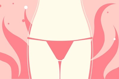 Ilustração virilha feminina roupa íntima rosa