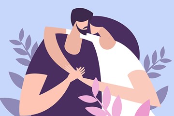 desenho de um homem e uma mulher se abraçando